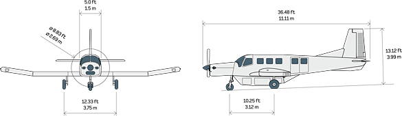 XLSTOL 750 Dimensions Front & Side